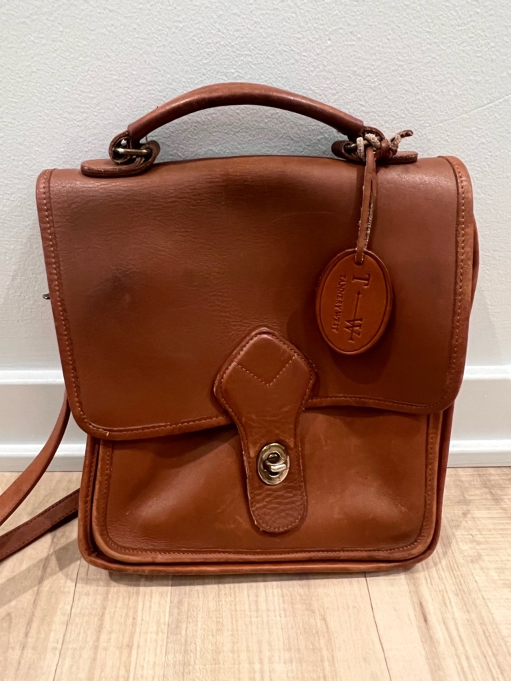 Tannery West Vintage Chestnut Brown Leather Crossbody Satchel